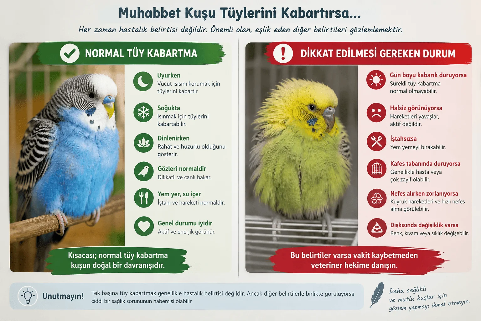 Muhabbet Kuşu Tüylerini Kabartmak Her Zaman Hastalık Anlamına Gelir mi?