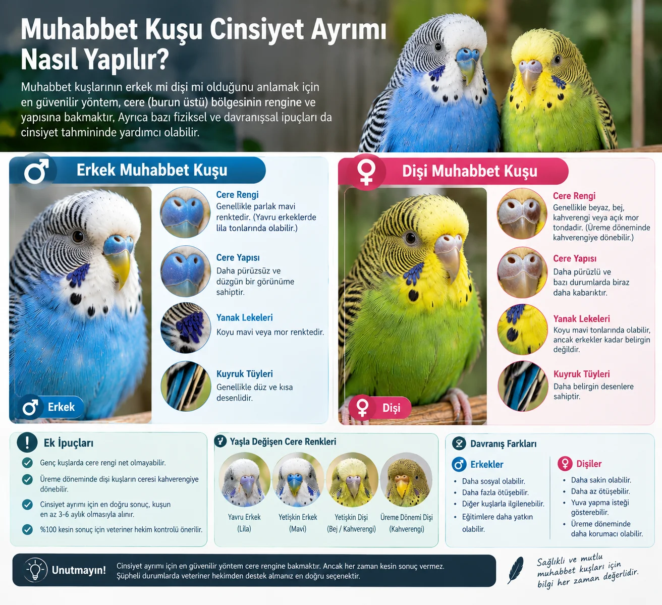 Muhabbet kuşu cinsiyet ayrımı nasıl yapılır?